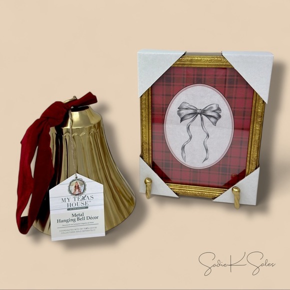 My Texas House Seasonal Bow Plaid Framed Holiday Wall Art 8x10 - Picture 7 of 8